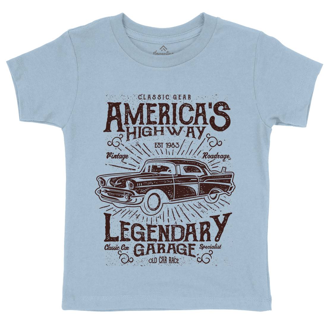 America&#39;s Highway Kids Organic Crew Neck T-Shirt American A004
