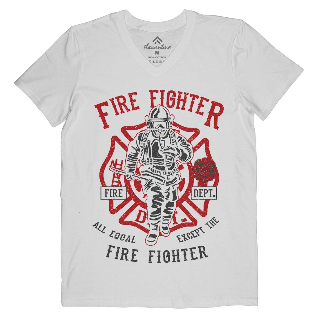 Fire Fighter Mens V-Neck T-Shirt Firefighters A053