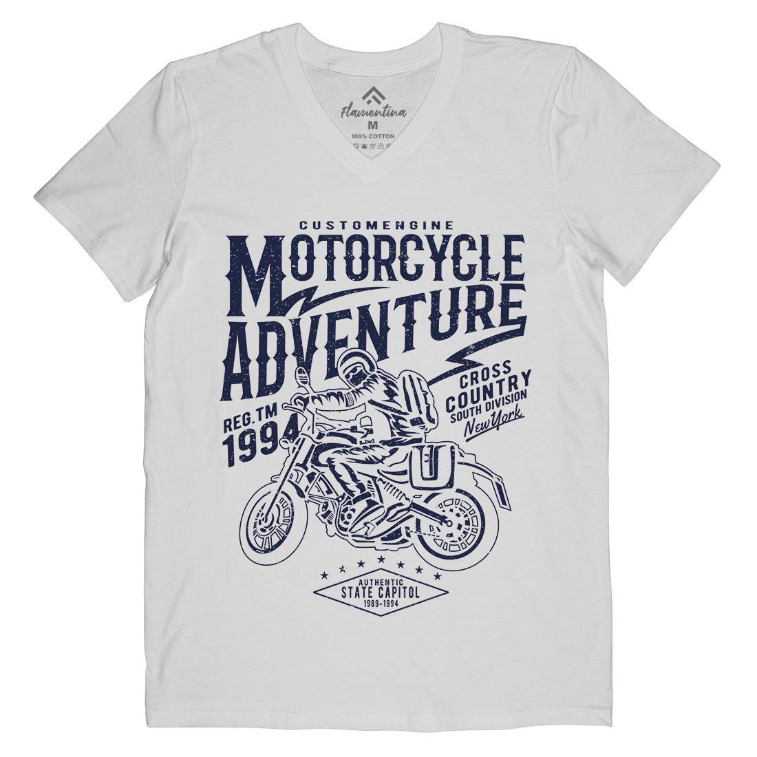 Adventure Mens V-Neck T-Shirt Motorcycles A092