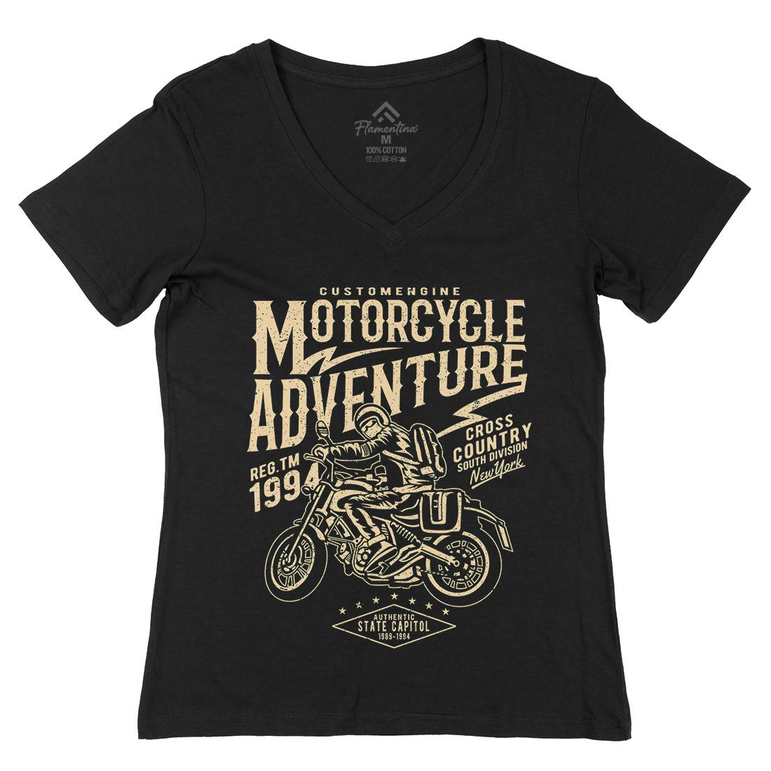 Adventure Womens Organic V-Neck T-Shirt Motorcycles A092