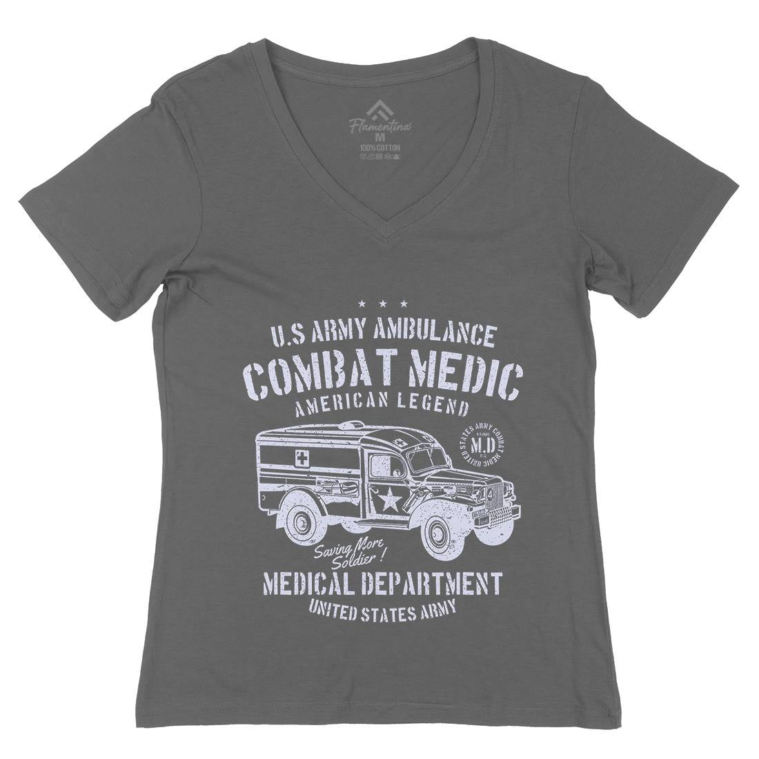 Ambulance Womens Organic V-Neck T-Shirt Army A189