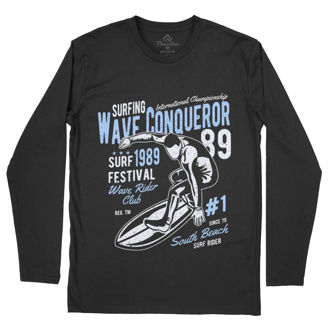 Wave Conqueror Mens Long Sleeve T-Shirt Surf A195