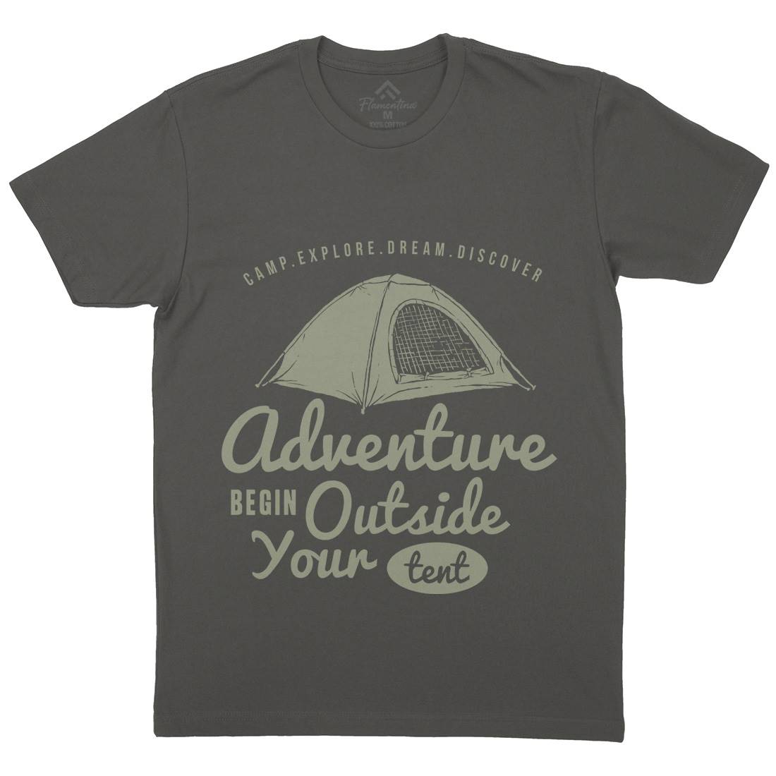 Adventure Begin Mens Organic Crew Neck T-Shirt Nature A302