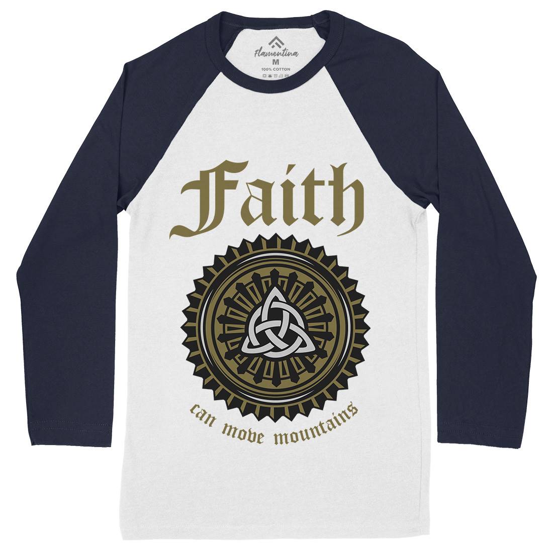 Faith Can Move Mountains Mens Long Sleeve Baseball T-Shirt Religion A314