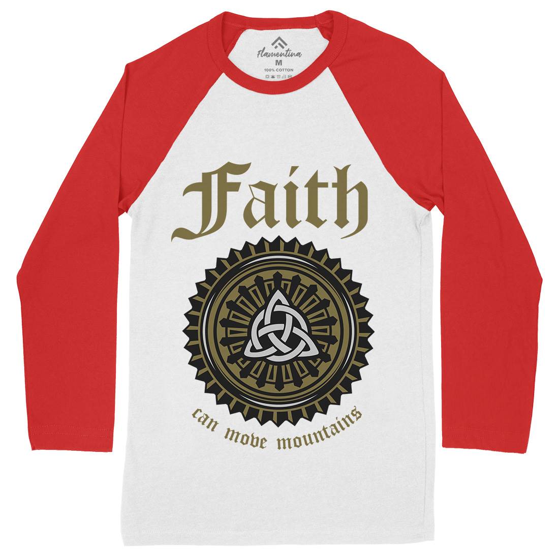 Faith Can Move Mountains Mens Long Sleeve Baseball T-Shirt Religion A314
