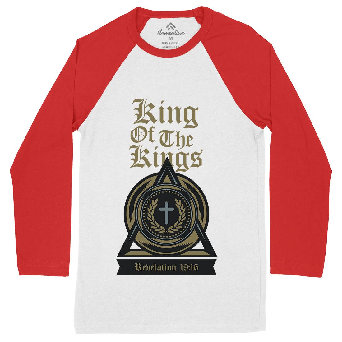 King Of The Kings Mens Long Sleeve Baseball T-Shirt Religion A332