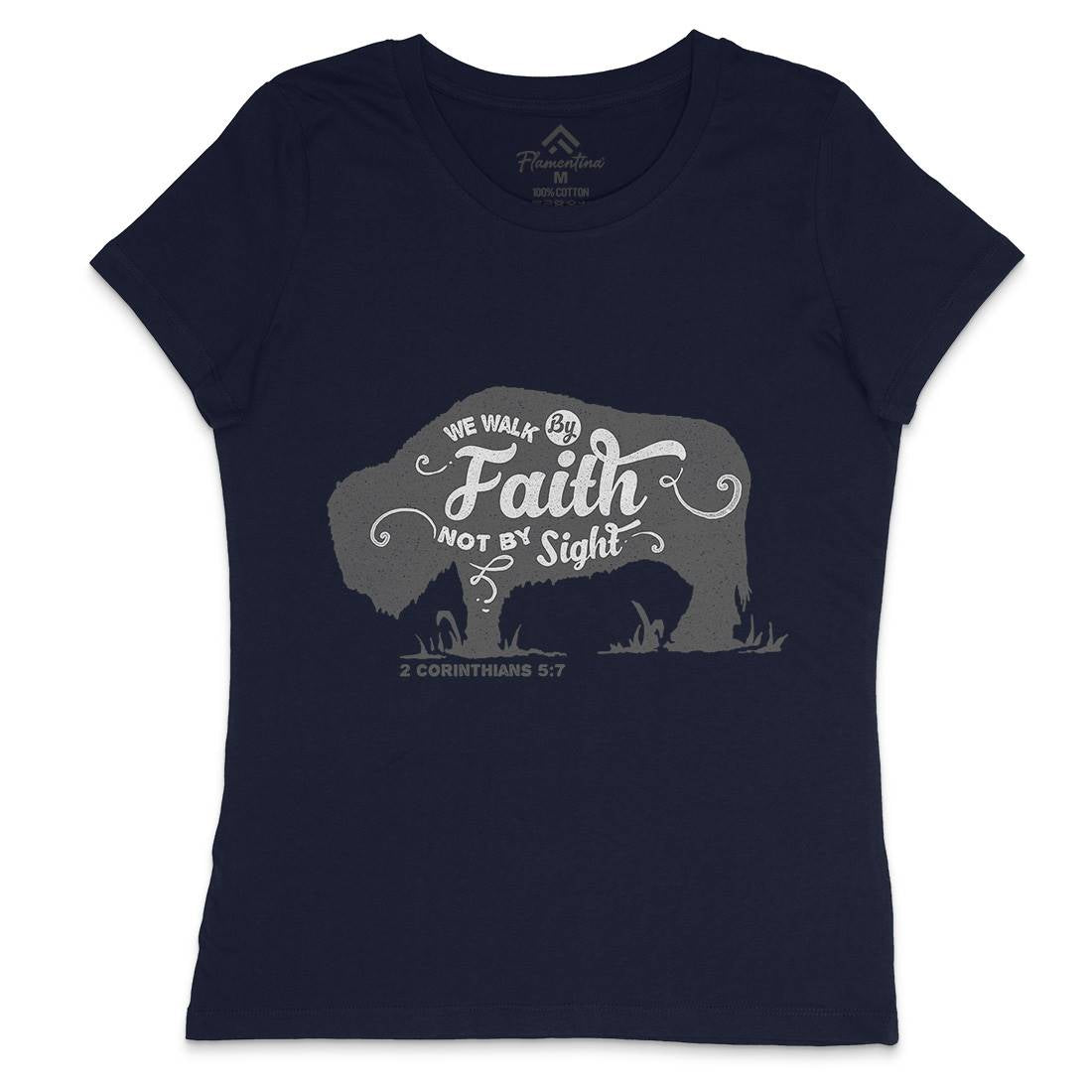 We Walk By Faith Womens Crew Neck T-Shirt Religion A392