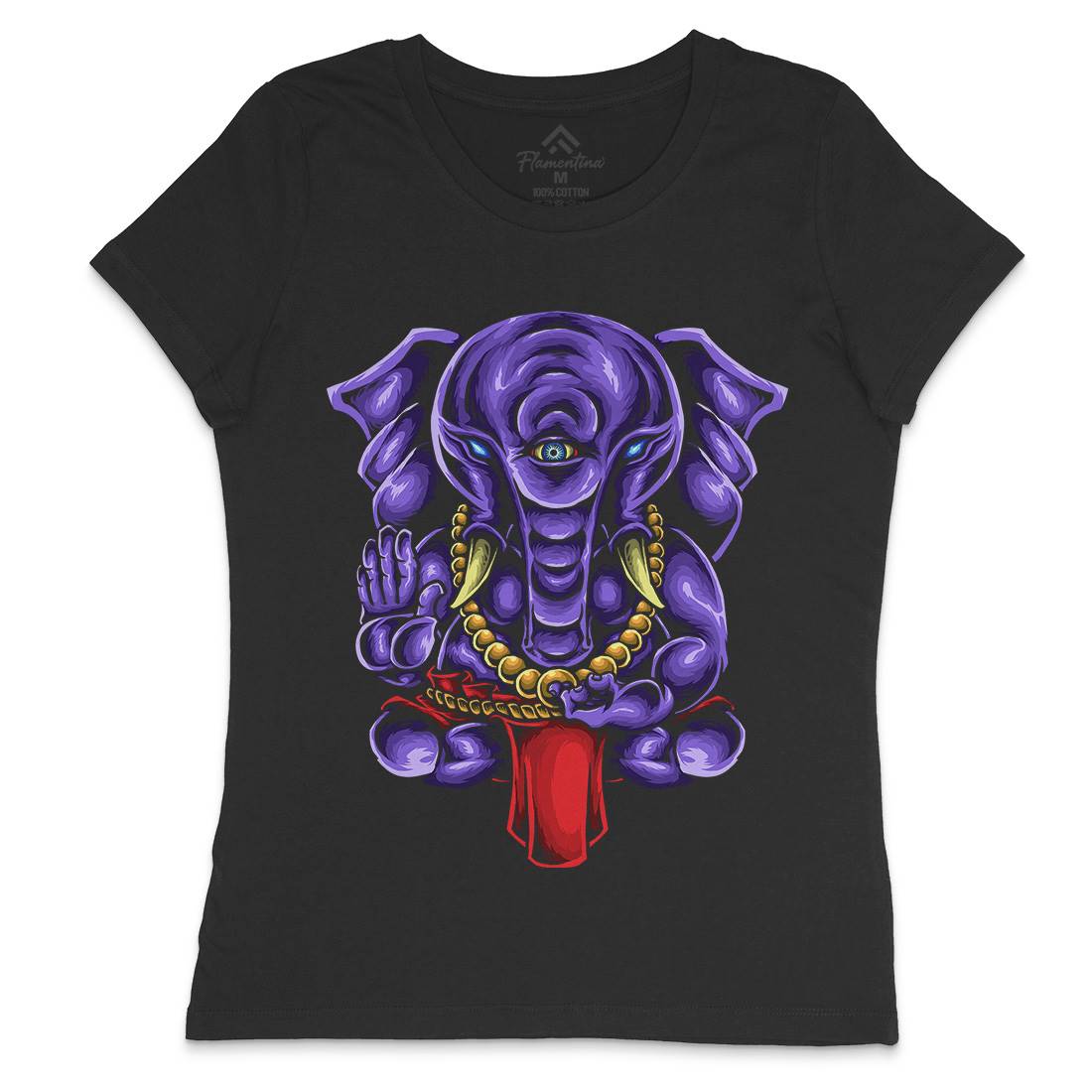 Ganesha Womens Crew Neck T-Shirt Religion A423