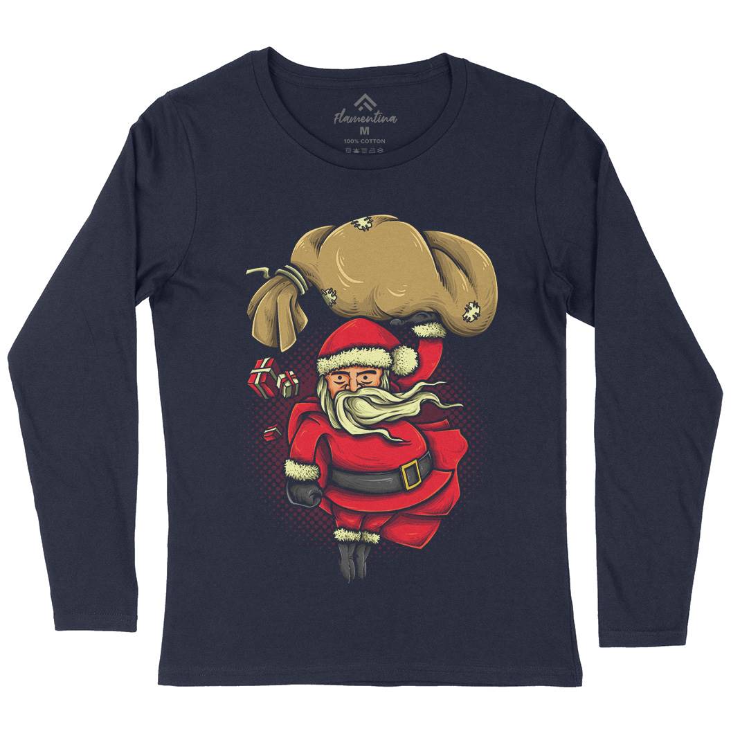 Super Santa Womens Long Sleeve T-Shirt Christmas A476