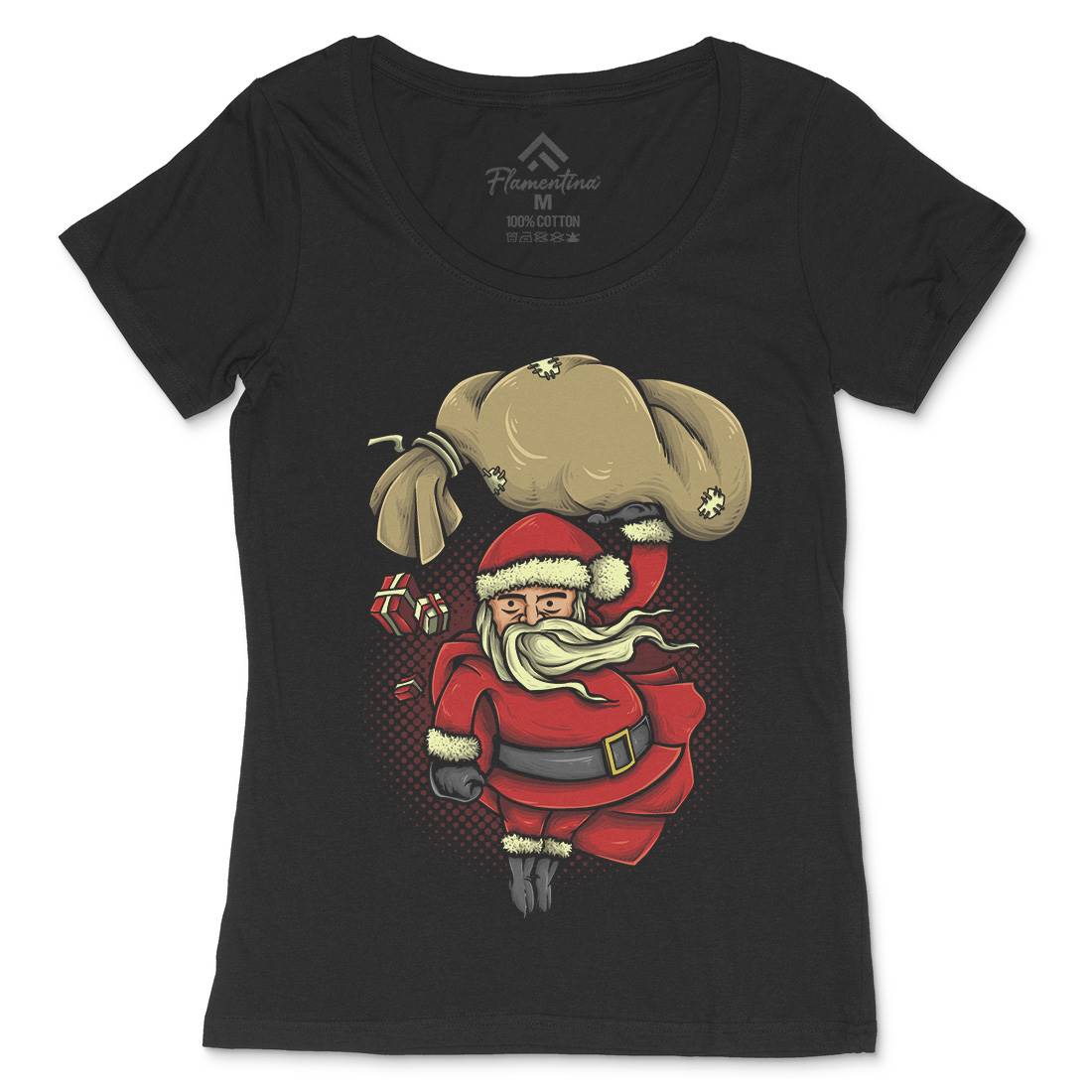 Super Santa Womens Scoop Neck T-Shirt Christmas A476