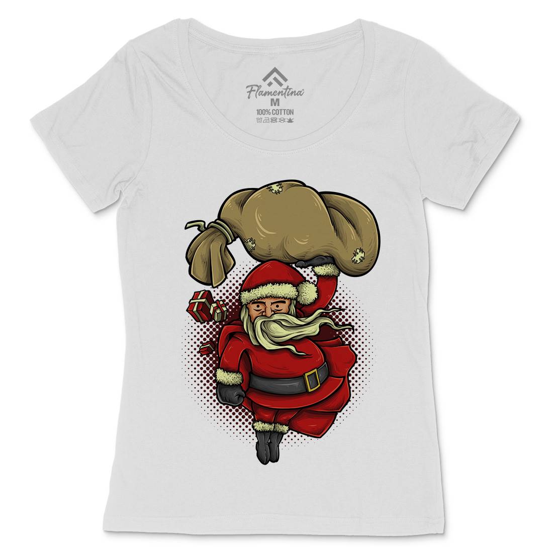 Super Santa Womens Scoop Neck T-Shirt Christmas A476