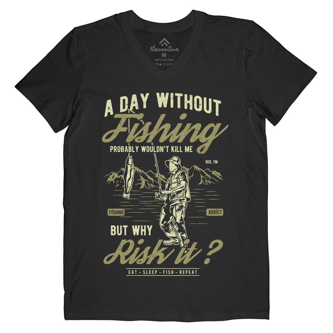 A Day Without Mens V-Neck T-Shirt Fishing A602