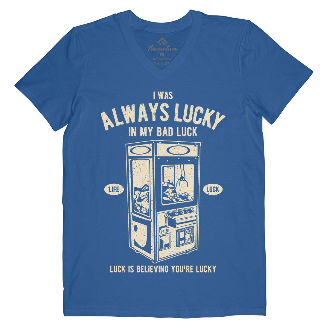 Always Lucky Mens V-Neck T-Shirt Geek A605
