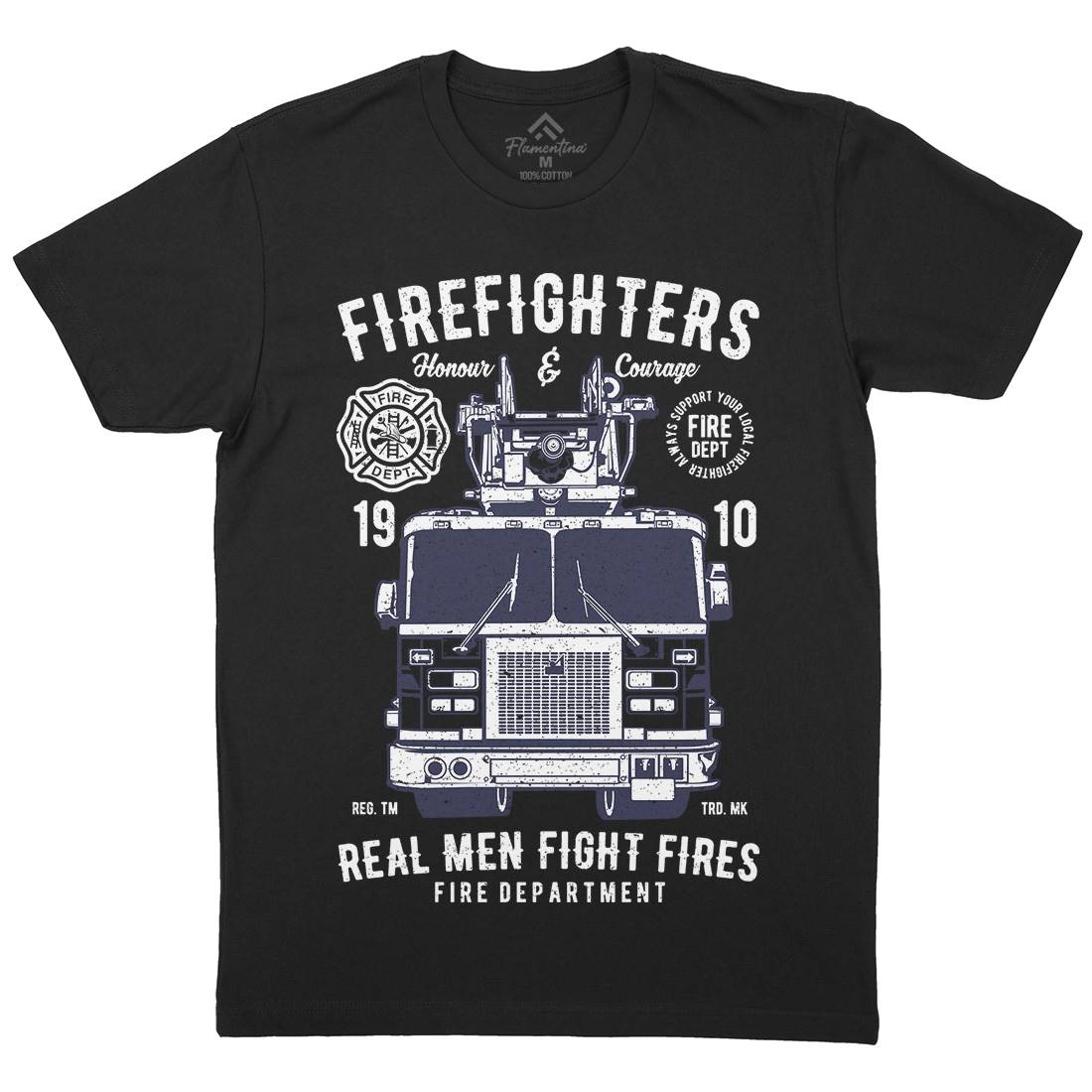 Firefighters Truck Mens Crew Neck T-Shirt Firefighters A659