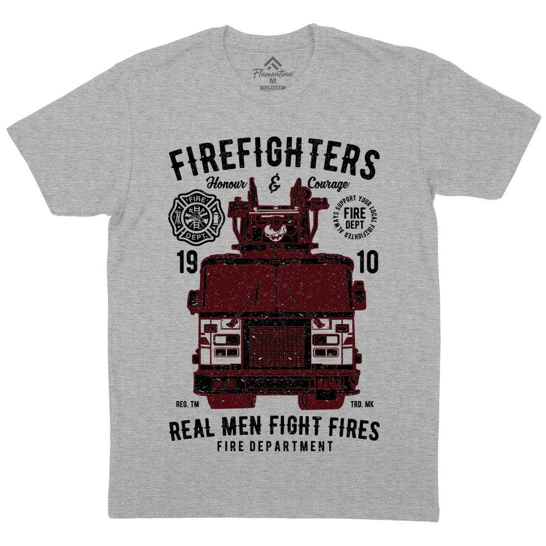 Firefighters Truck Mens Crew Neck T-Shirt Firefighters A659