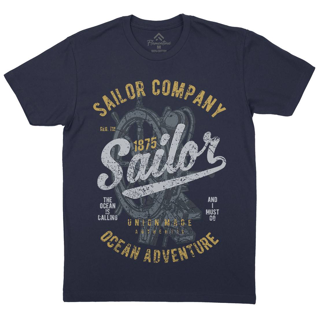 Sailor Mens Crew Neck T-Shirt Navy A750