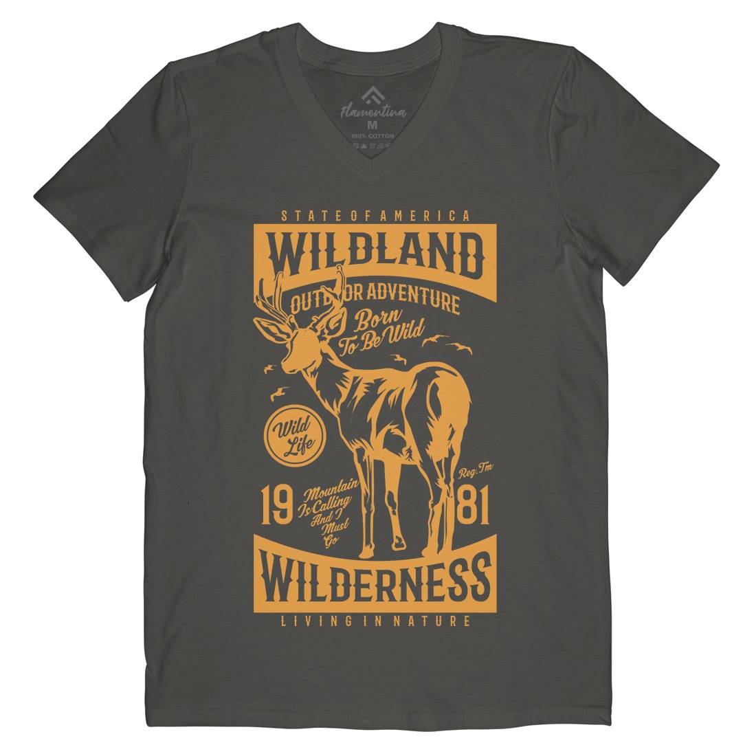 Wild Land Mens V-Neck T-Shirt Nature A793