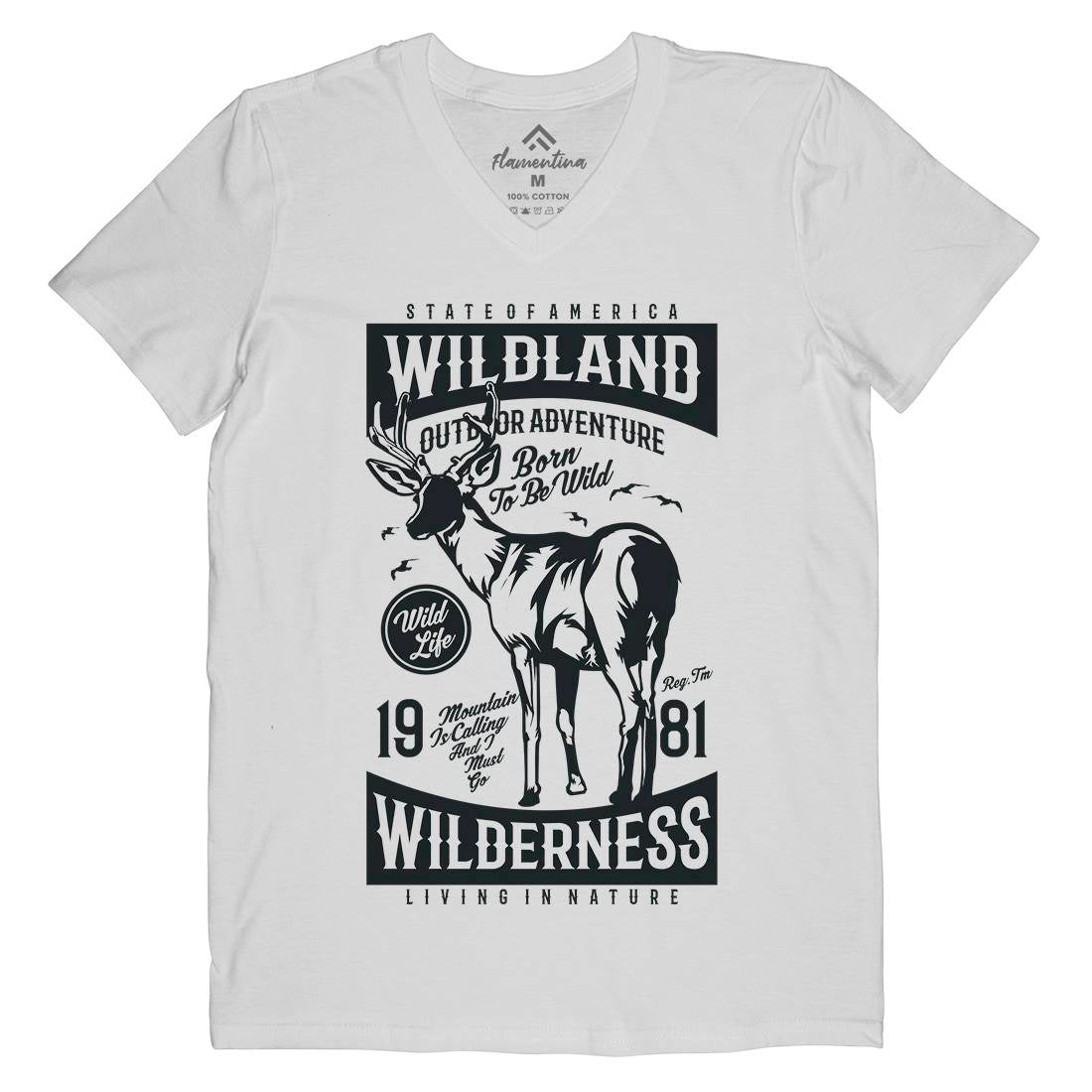 Wild Land Mens V-Neck T-Shirt Nature A793