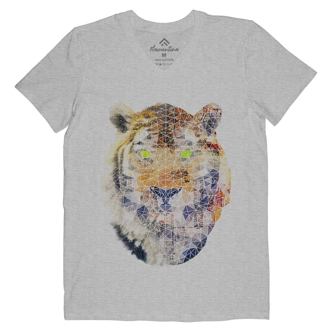 Biotech Poly Tiger Mens V-Neck T-Shirt Illuminati A810