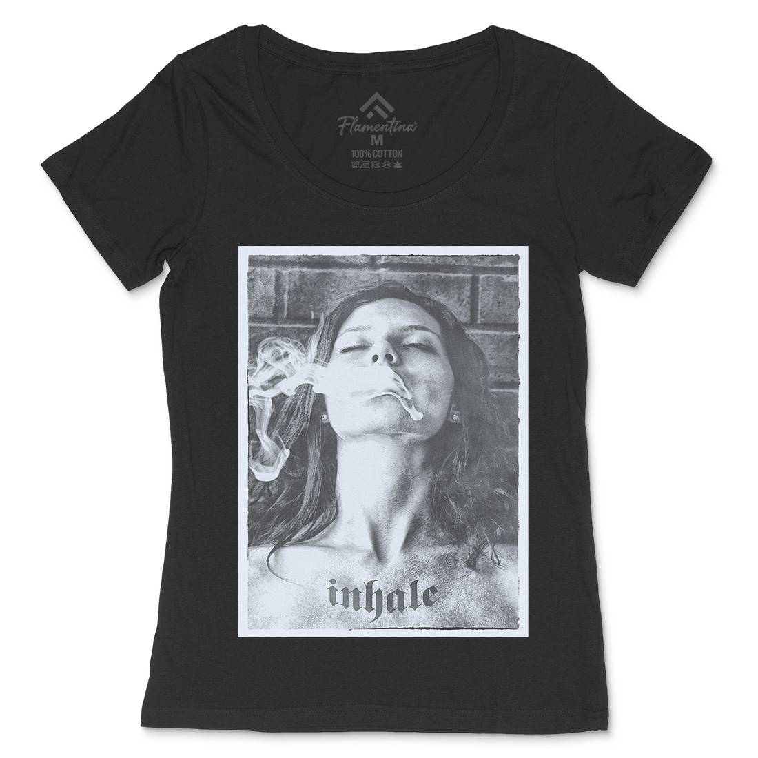 Inhale Womens Scoop Neck T-Shirt Drugs A851