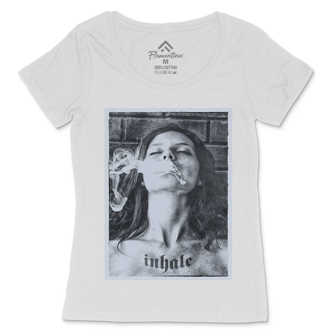 Inhale Womens Scoop Neck T-Shirt Drugs A851