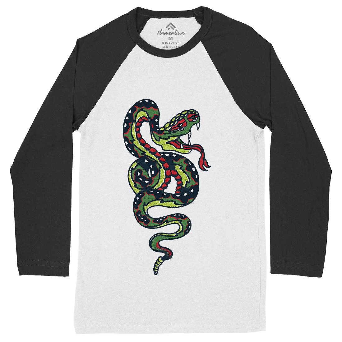 Snake Mens Long Sleeve Baseball T-Shirt Tattoo A962