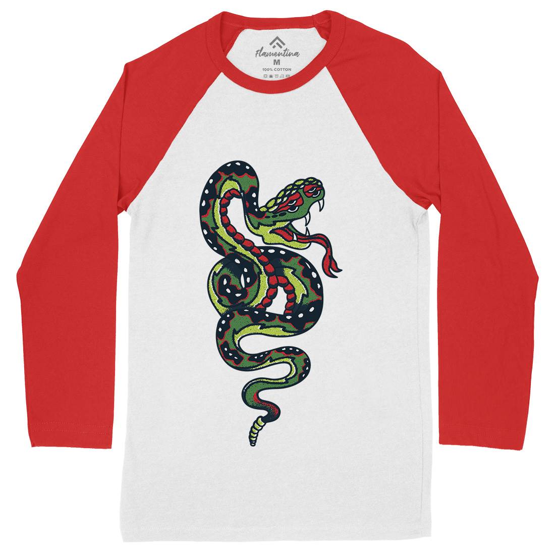 Snake Mens Long Sleeve Baseball T-Shirt Tattoo A962