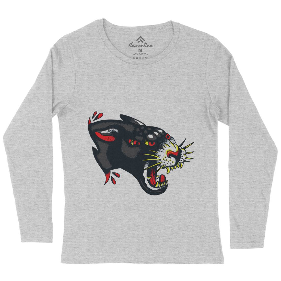 Panther Womens Long Sleeve T-Shirt Tattoo A964