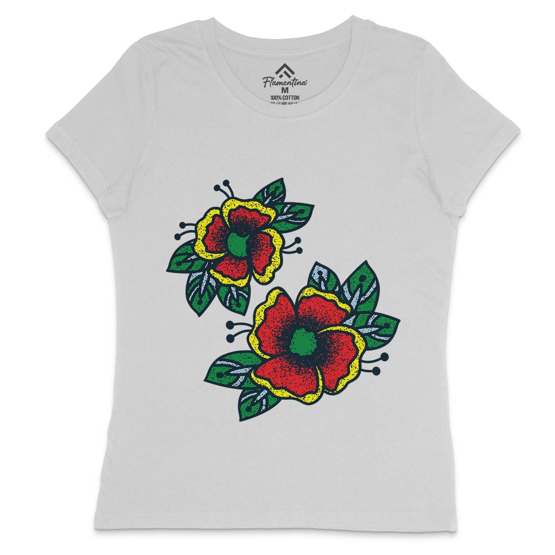 Flowers Womens Crew Neck T-Shirt Tattoo A968