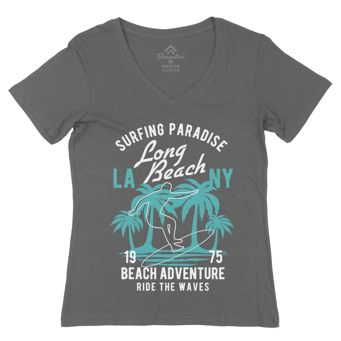 Adventure Womens Organic V-Neck T-Shirt Surf B379
