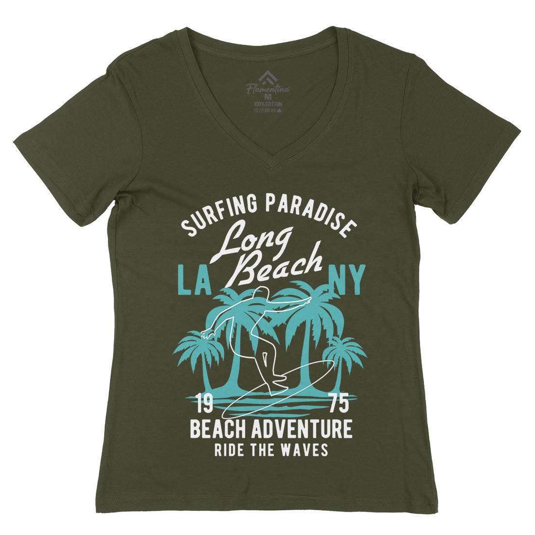 Adventure Womens Organic V-Neck T-Shirt Surf B379