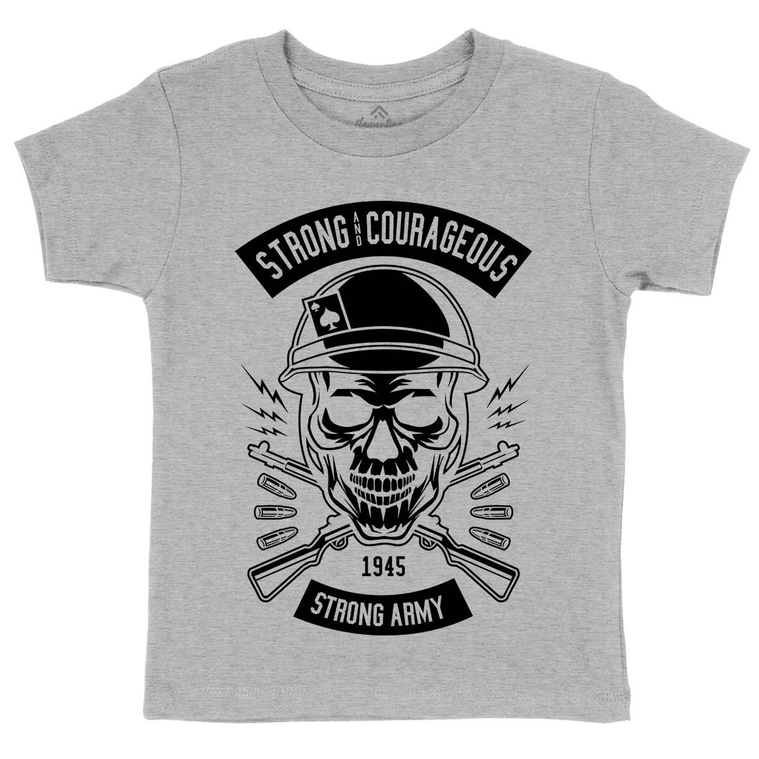 Army Skull Kids Crew Neck T-Shirt Army B482