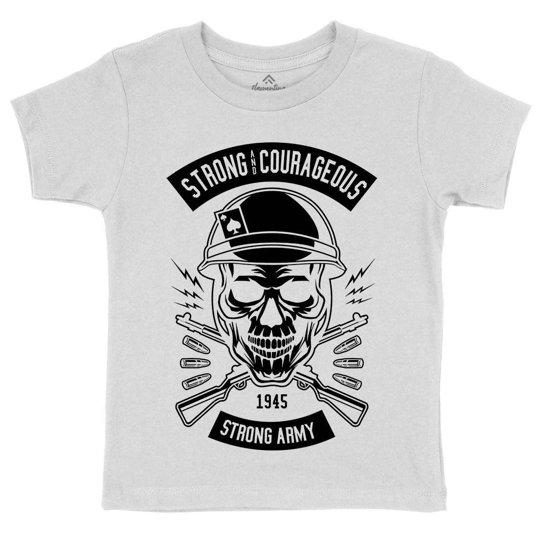 Army Skull Kids Crew Neck T-Shirt Army B482