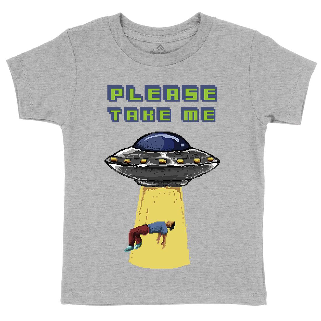 Alien Abduction Kids Organic Crew Neck T-Shirt Space B883