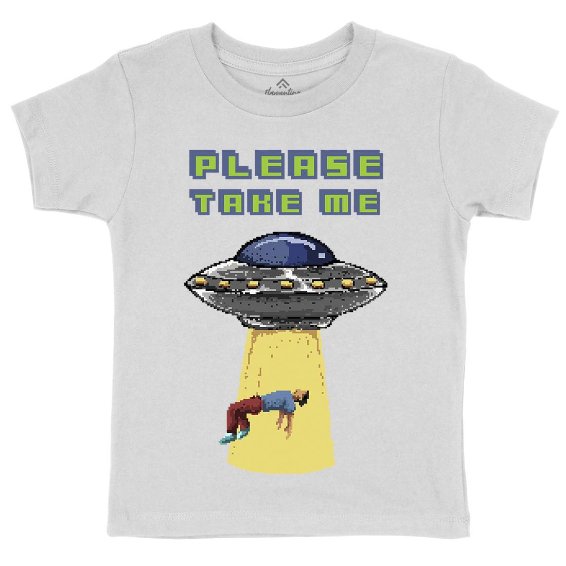 Alien Abduction Kids Organic Crew Neck T-Shirt Space B883