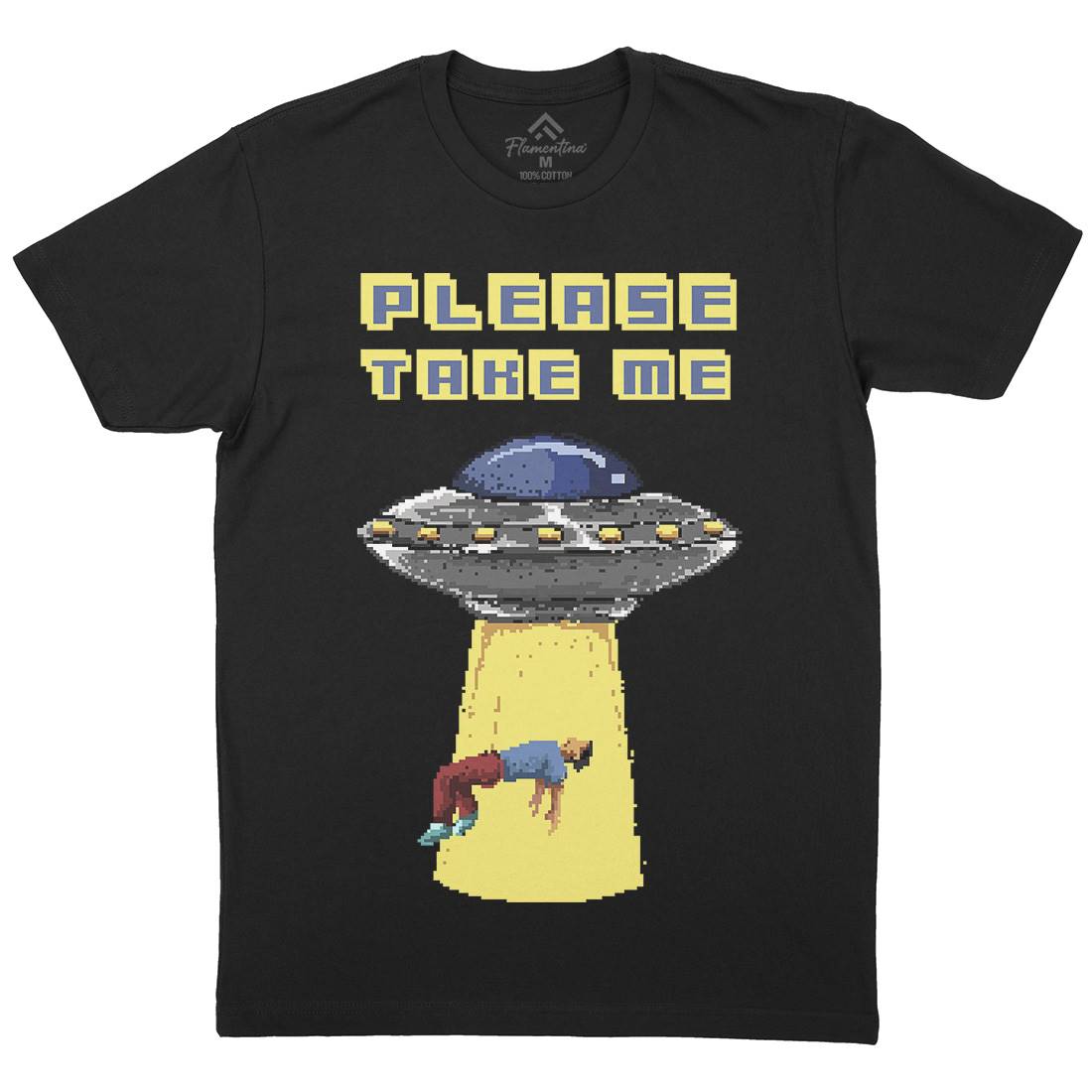 Alien Abduction Mens Organic Crew Neck T-Shirt Space B883