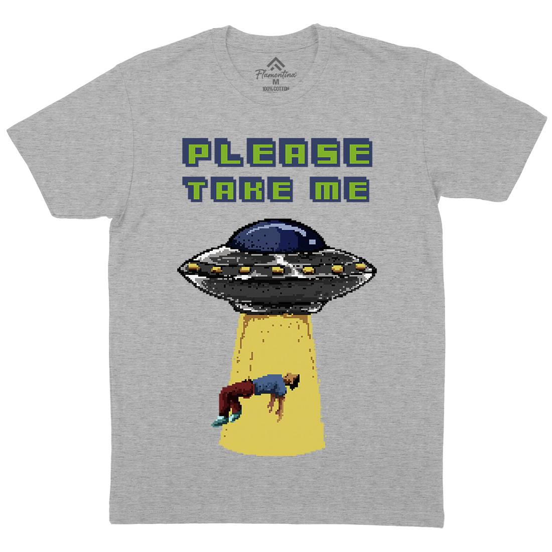 Alien Abduction Mens Organic Crew Neck T-Shirt Space B883