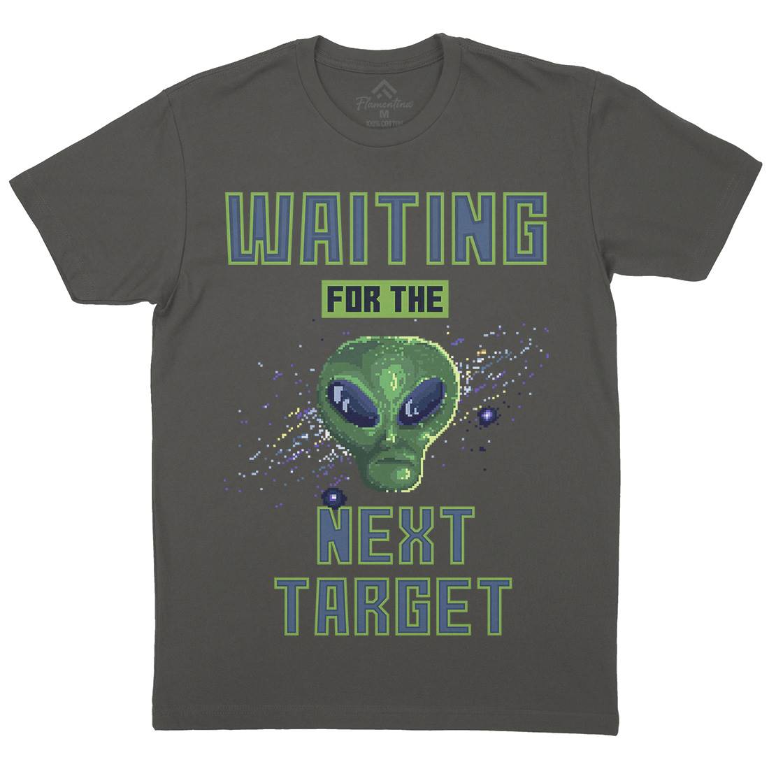 Alien Attack Mens Organic Crew Neck T-Shirt Space B884