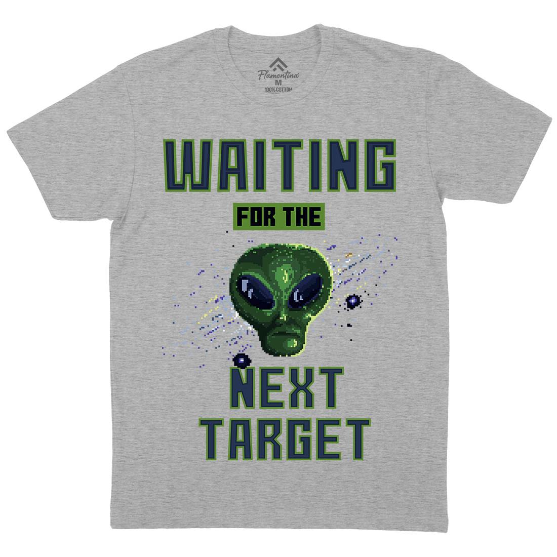 Alien Attack Mens Organic Crew Neck T-Shirt Space B884