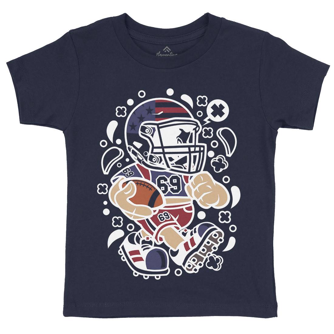 American Football Kid Kids Organic Crew Neck T-Shirt Sport C002