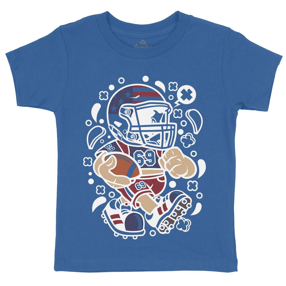 American Football Kid Kids Organic Crew Neck T-Shirt Sport C002
