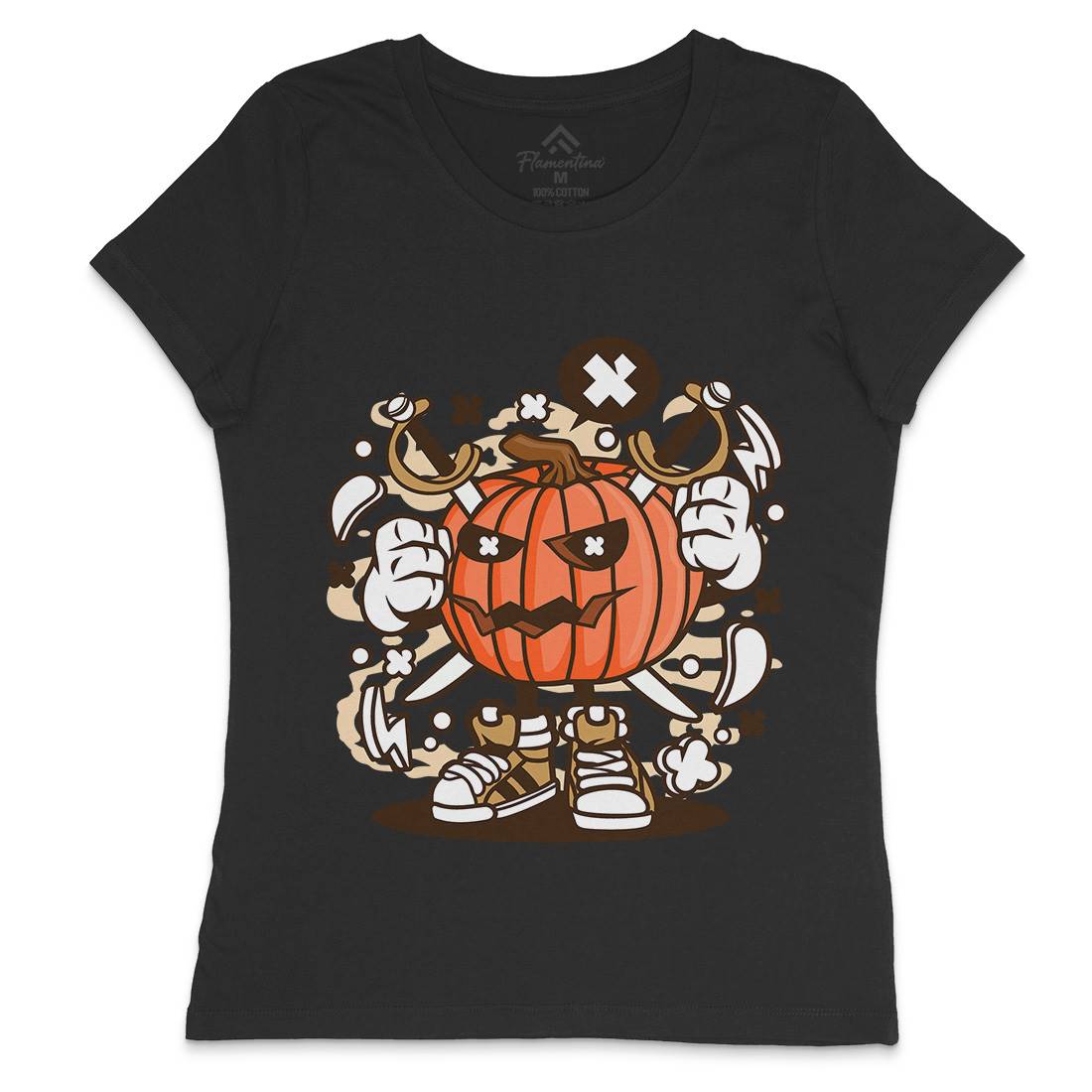 Pumpkins Womens Crew Neck T-Shirt Halloween C198