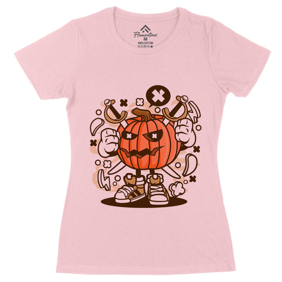 Pumpkins Womens Organic Crew Neck T-Shirt Halloween C198