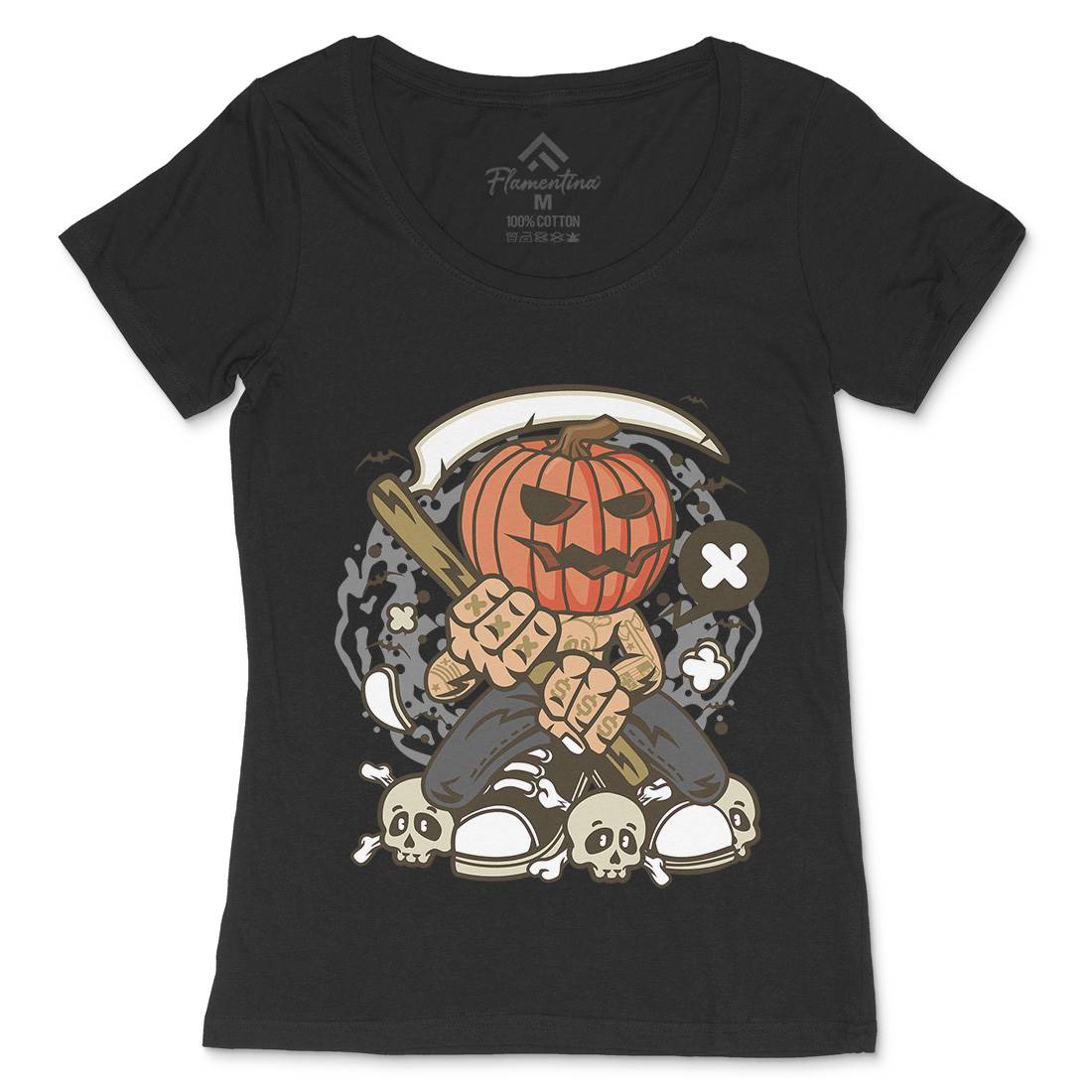 Pumpkins Reaper Womens Scoop Neck T-Shirt Halloween C199