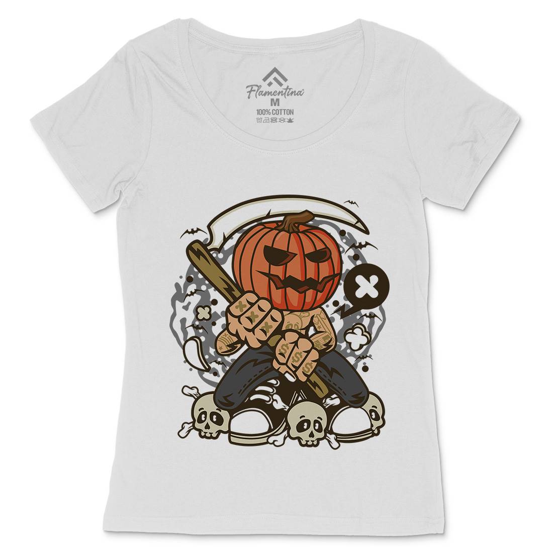 Pumpkins Reaper Womens Scoop Neck T-Shirt Halloween C199