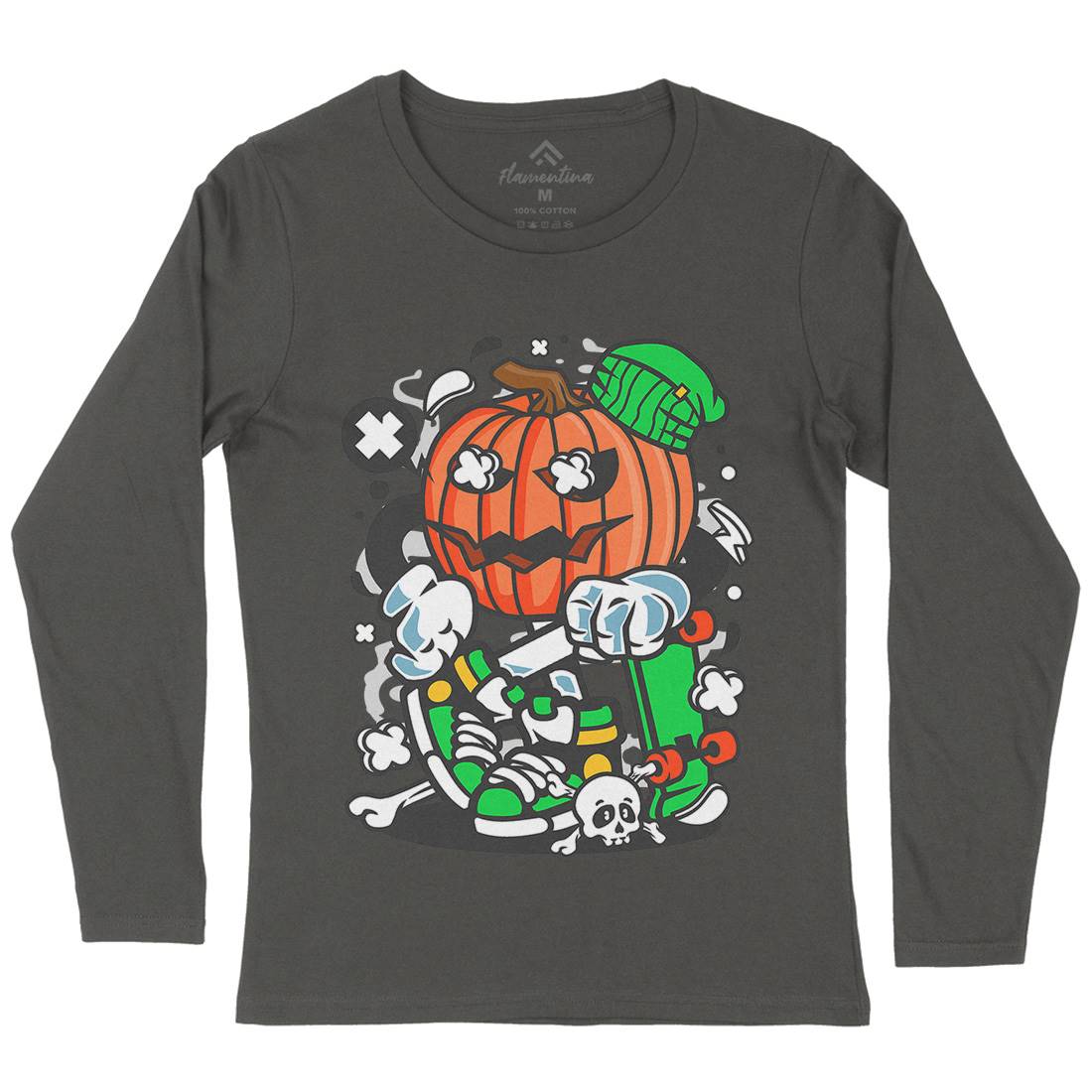 Pumpkins Skater Womens Long Sleeve T-Shirt Halloween C200