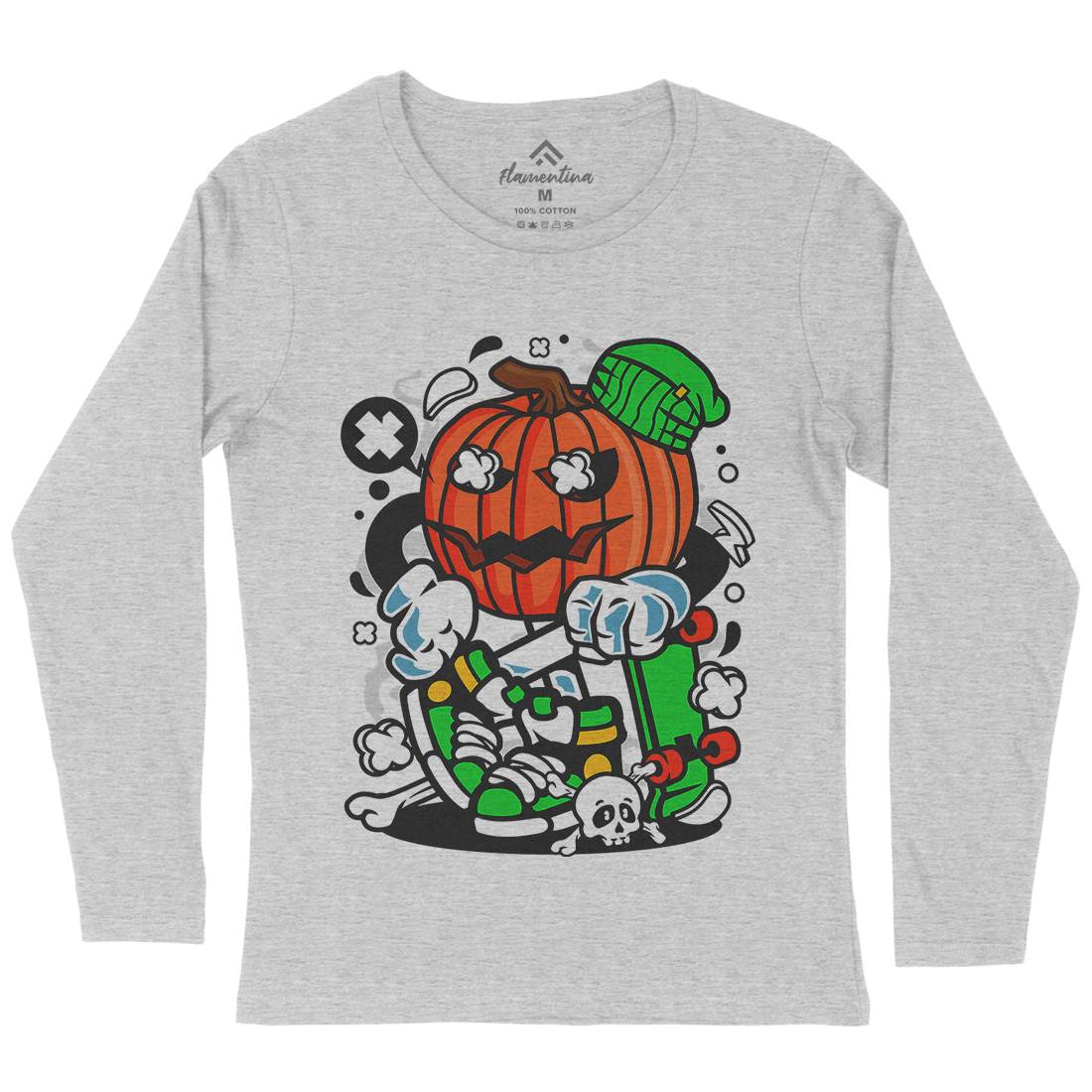 Pumpkins Skater Womens Long Sleeve T-Shirt Halloween C200