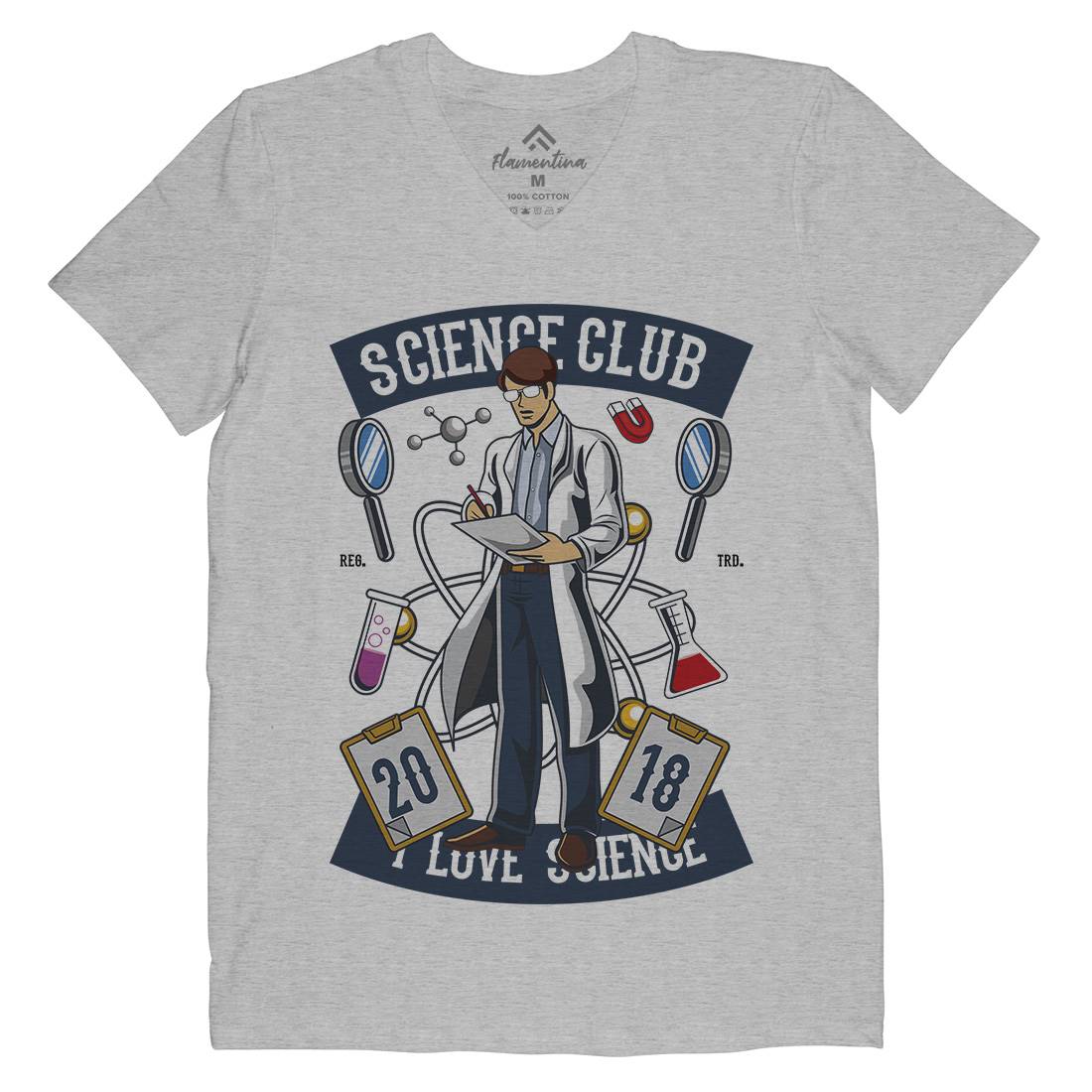 Club I Love Mens Organic V-Neck T-Shirt Science C434