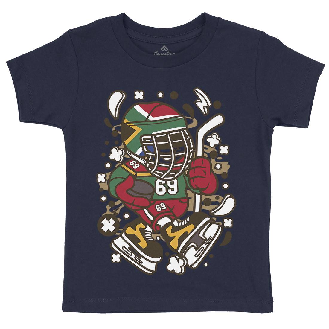 African Hockey Kid Kids Organic Crew Neck T-Shirt Sport C477