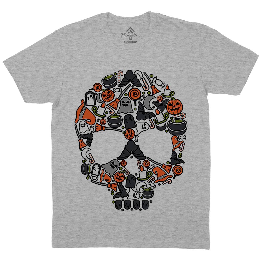 Skull Mens Crew Neck T-Shirt Halloween C653
